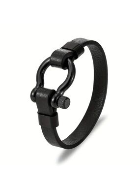 Black Vegan  Leather Horse Shoe Bracelet – Minimalist Women’s Bracelet